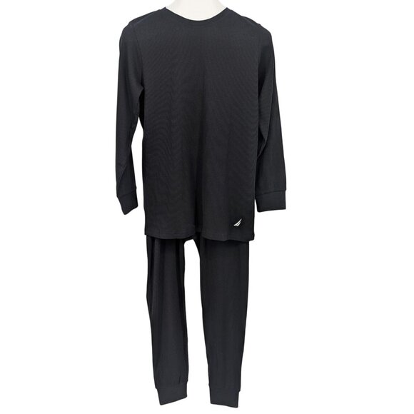 Nautica Thermal Pajama Set Men Size L Waffle Knit Top Pants Loungewear Sleepwear - Picture 1 of 8